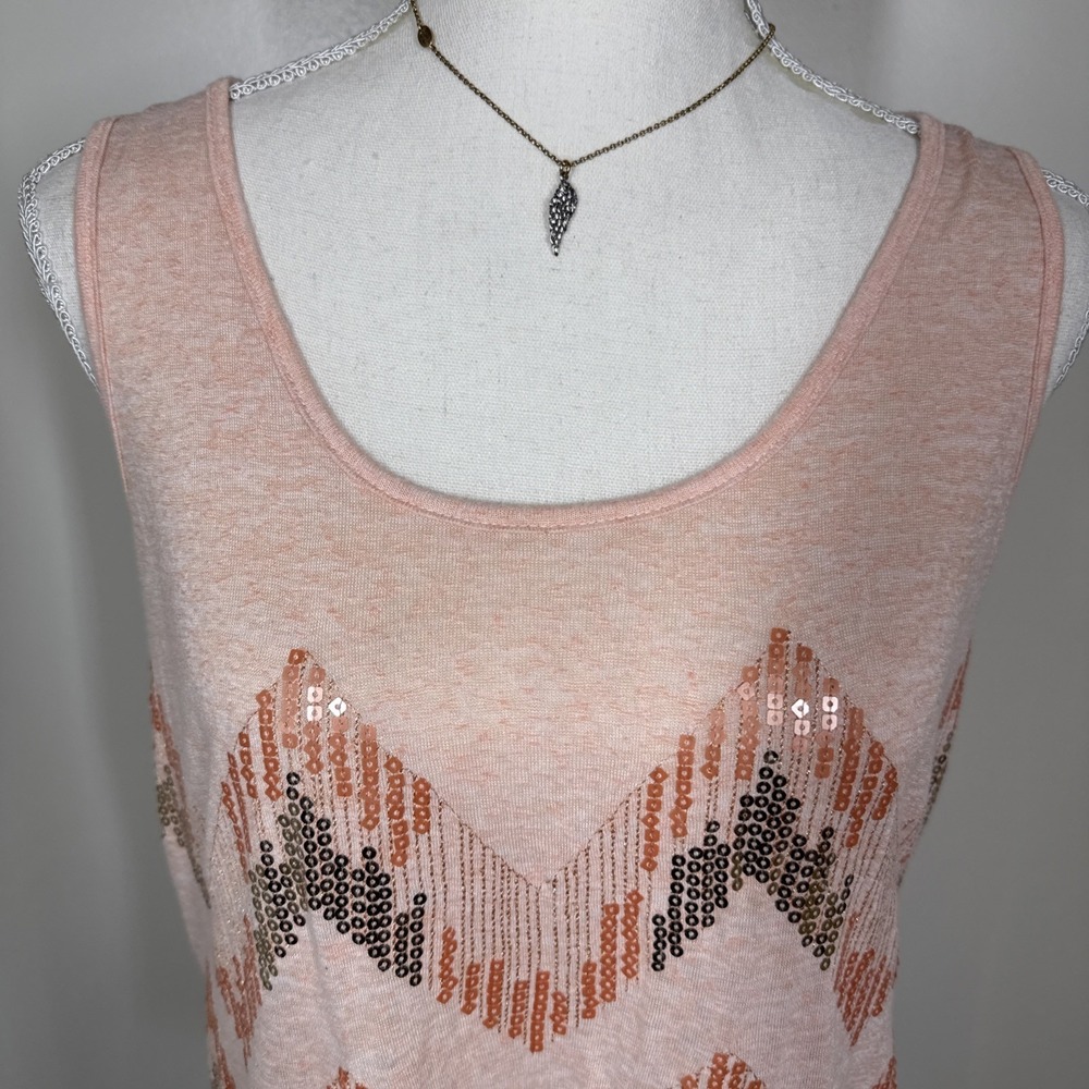 Vtg Y2K MISS ME Women's Sz M Racerback Burnout Tank Top Sequins Festival Aztec - Picture 4 of 16